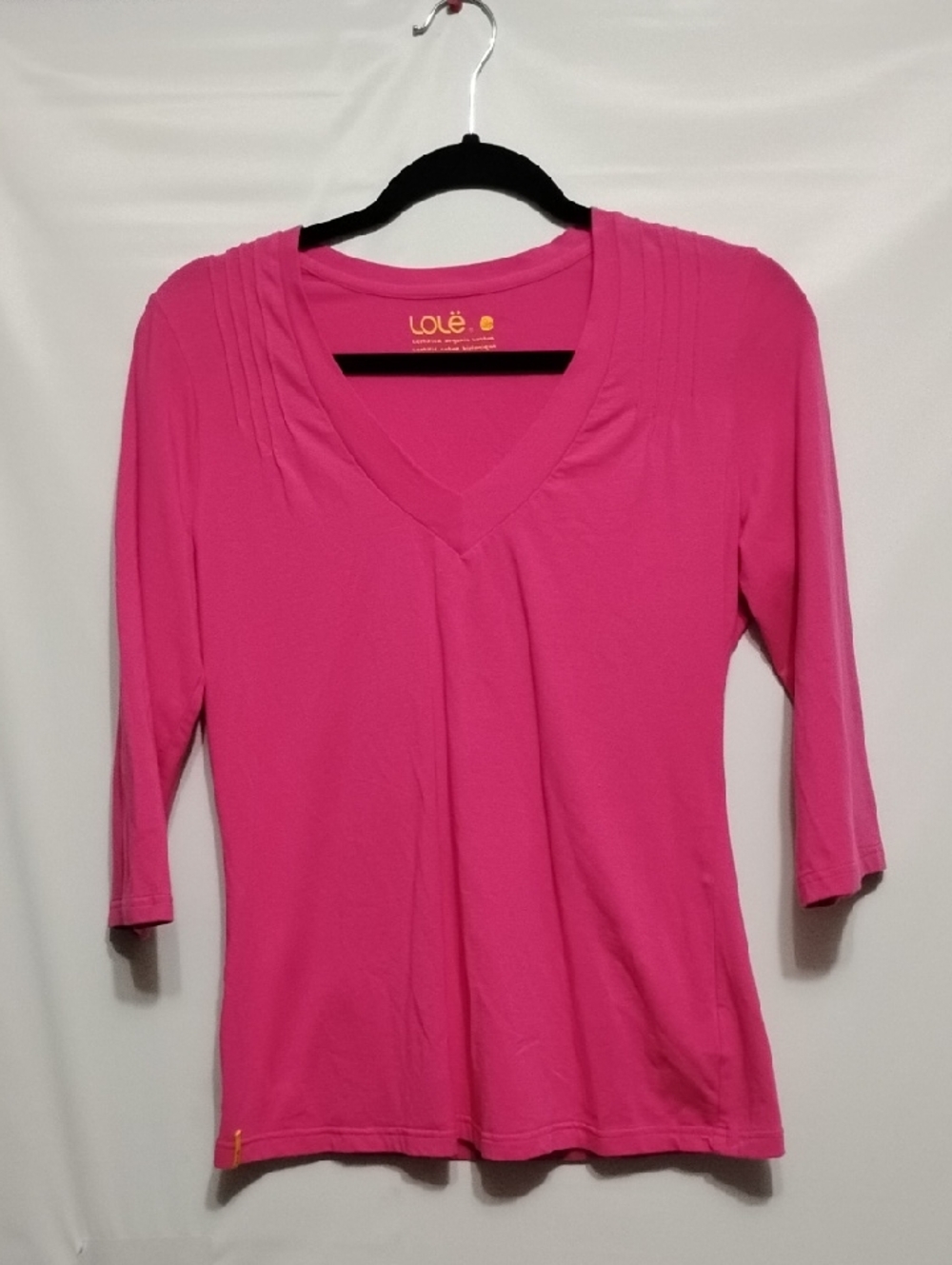 LOLE‎ Women's Pink V-Neck 3/4 Sleeve Top